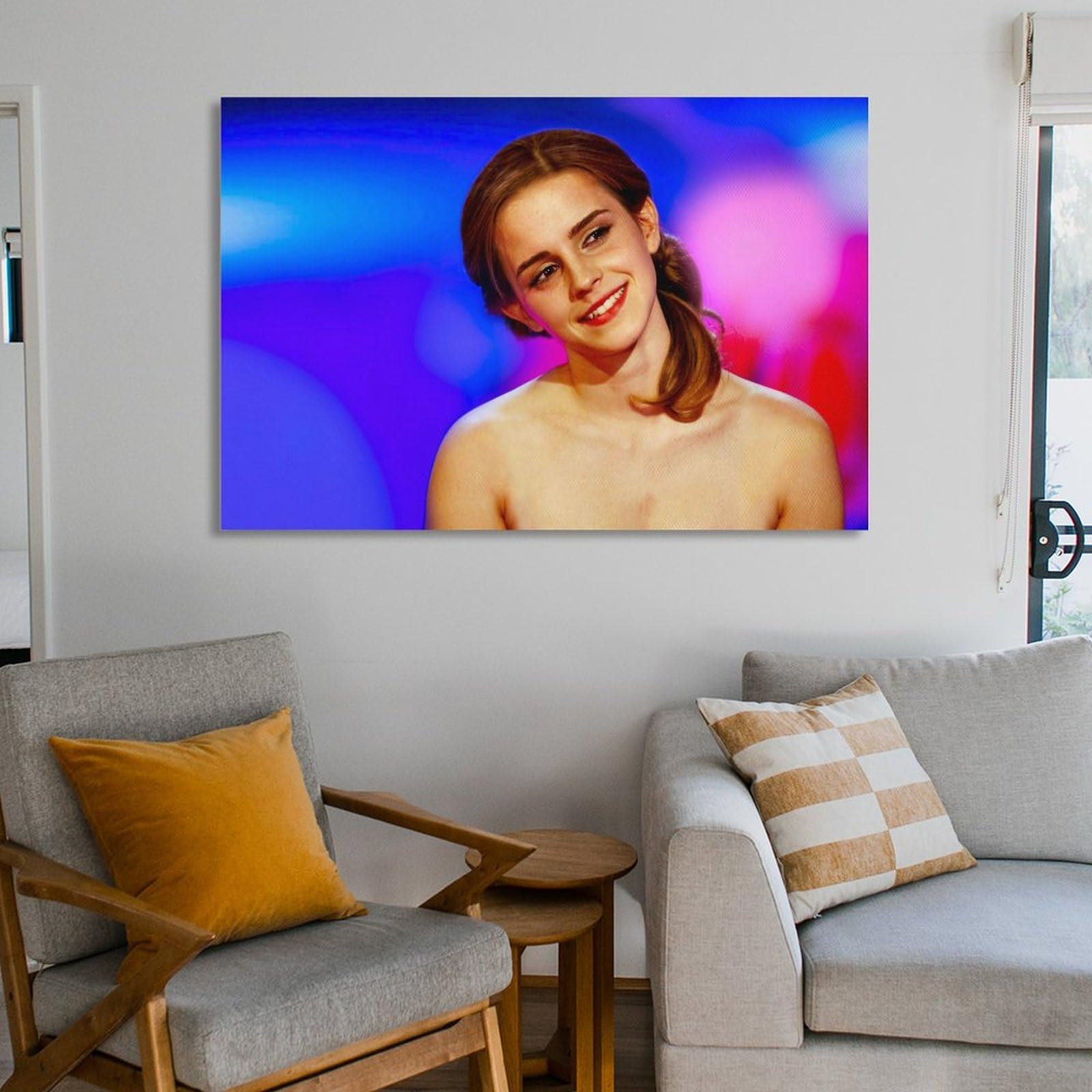 エマ・ワトソン ポップアート風 ポートレート 絵画 カラフル インテリア Amazon.co.jp: エマ・ワトソン トップレス画像ポスター 1 キャンバス